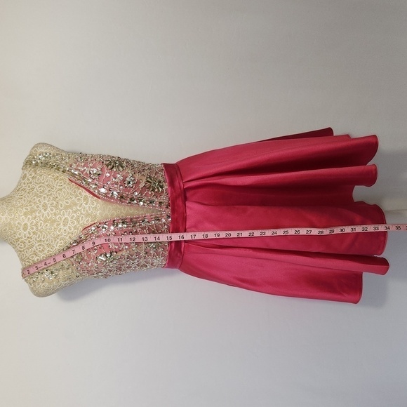 Hebeos A-Line/Princess Satin Beading V-Neck Sleeveless Short Mini Party Dress - Picture 13 of 15